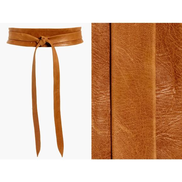 ADA Midi Leather Wrap Belt Tan Brown One Size Boho Chic Bohemian Earthy Lange - Picture 1 of 14